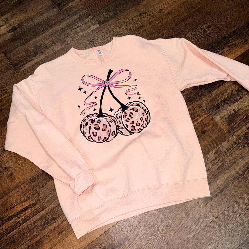Jerzees Pink Sweatshirt with Leopard Print Design
